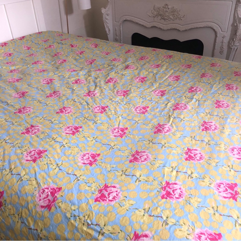 Pine Cone Hill Duvet Cover Full Queen Pink Rose Piper Cottage Floral Blue Yellow